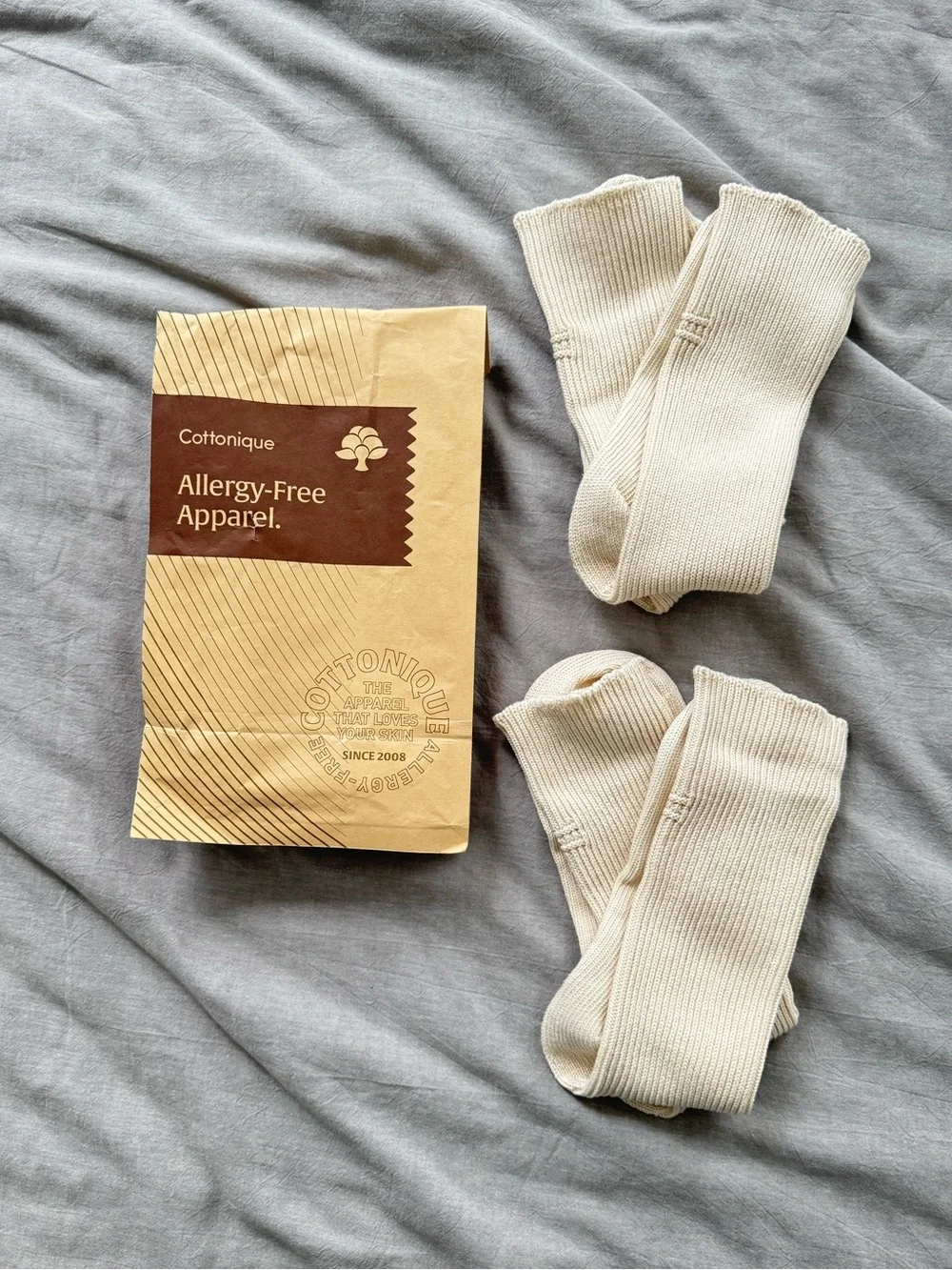 Cottonique Organic Elite Elastic-Free Natural Cotton Socks Set of 2 Unisex NWT